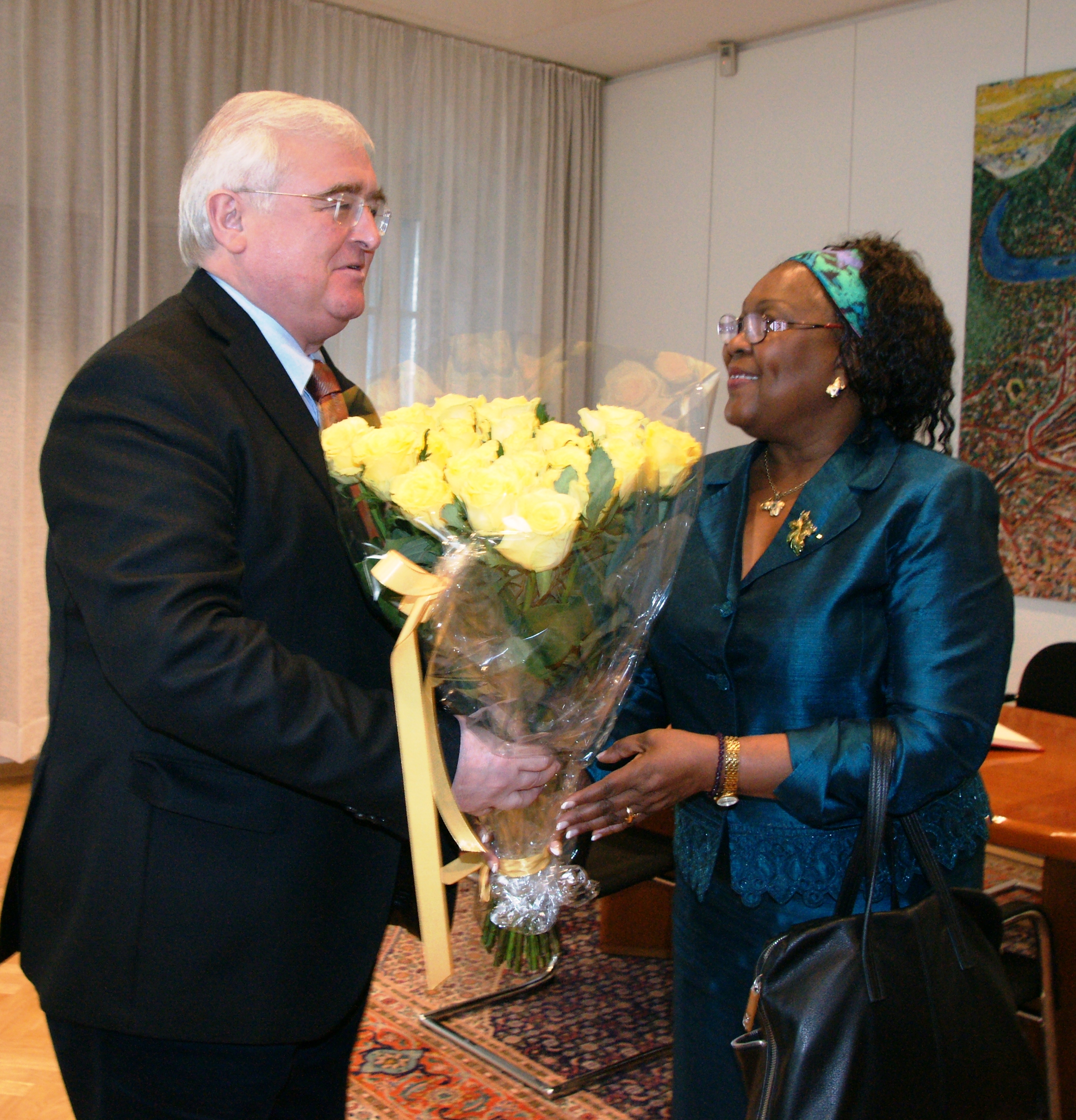 The Mayor of the City of Linz, Mr. Franz Dobucsh welcomes Amb. Laose to the city
