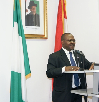 Mr. Steve Agbana (Consul) giving a vote of thanks on behalf of the Embassy Mr. Steve Agbana (Consul) giving a vote of thanks on behalf of the Embassy
